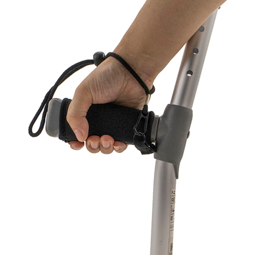 Soft Neoprene Crutch Grip Handle Covers With Wrist Strap Black